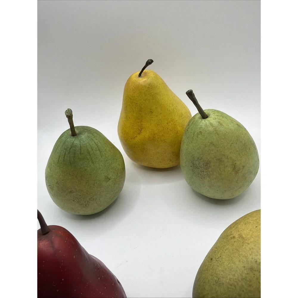 Set of 5 Artificial Pears Faux Fruit Decor Kitchen Bowl Filler Farmhouse
